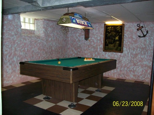 game room in basement