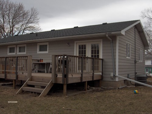 deck made of permanent material.  strong enough for a hot tub.