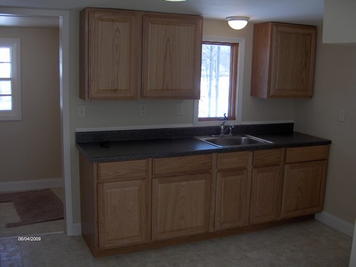 kitchen all new cabinets and countertop.