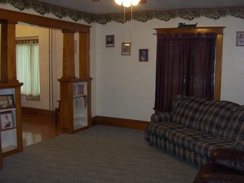 living room to the dining area