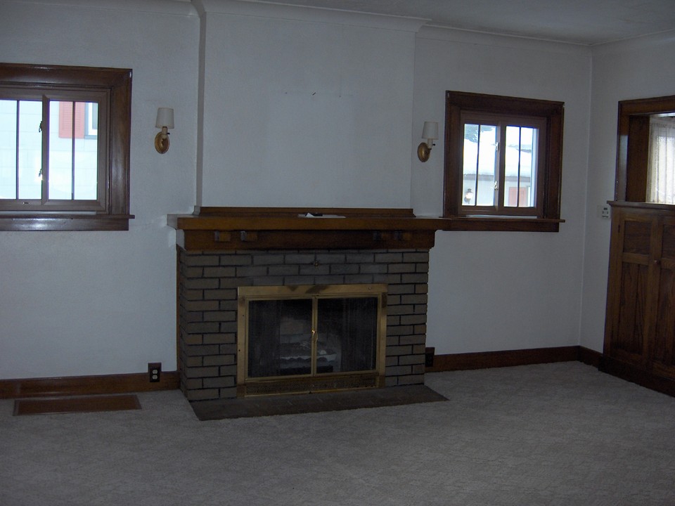 fire place in living area.