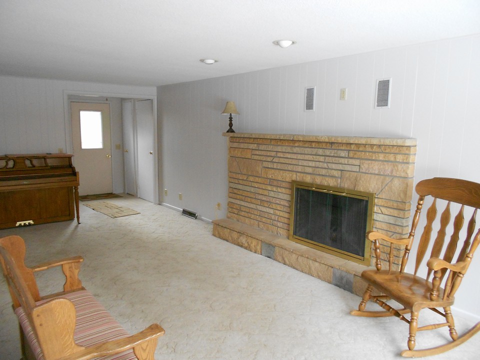 family room with fireplace