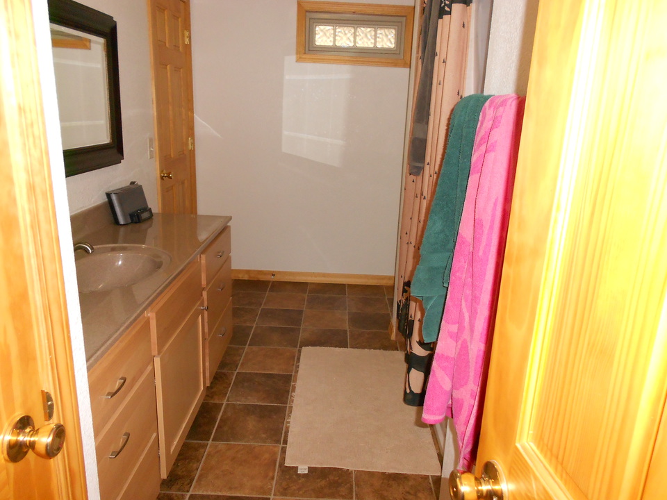 newer bathroom tub and shower