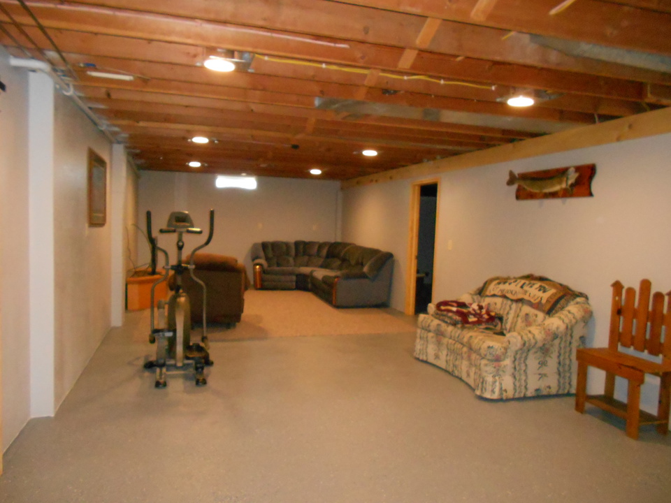 wide open basement family room