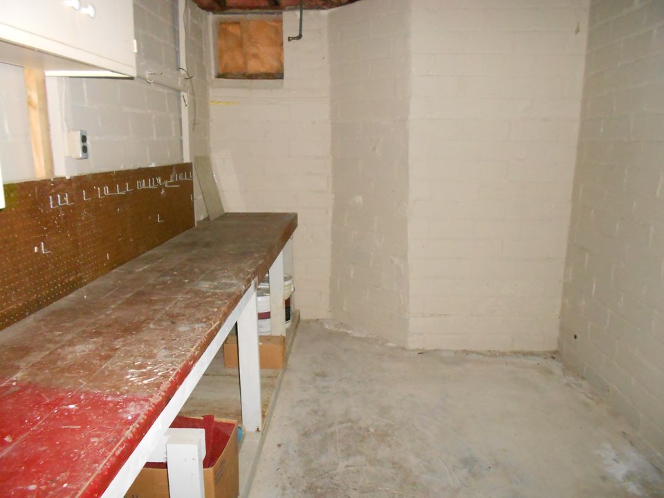 workshop area in basement