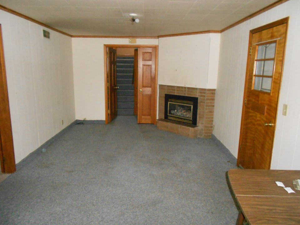 family room with fireplace