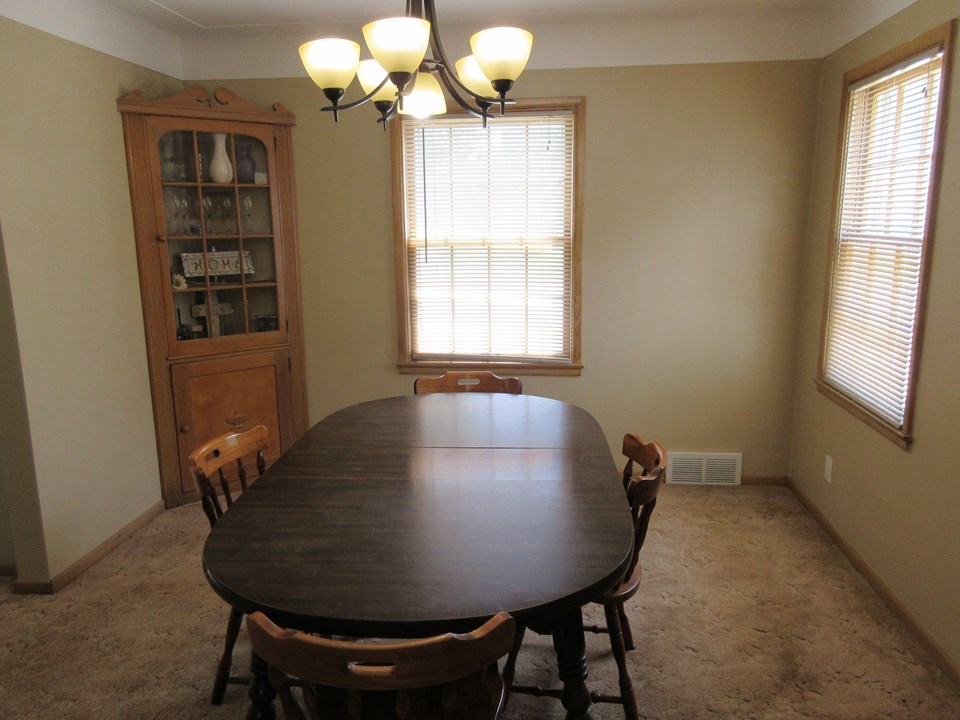 dining room with built in hutch