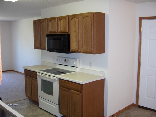 kitchen south half of kitchen with newer stove and microwave