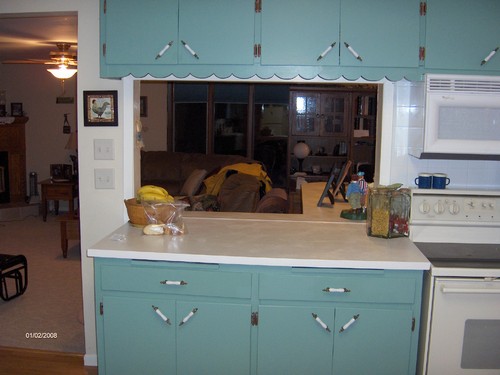 kitchen counter going into living room
