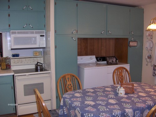 large storage area over washer and dryer