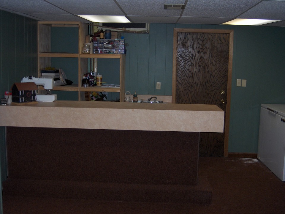 basement bar door leads to outside.