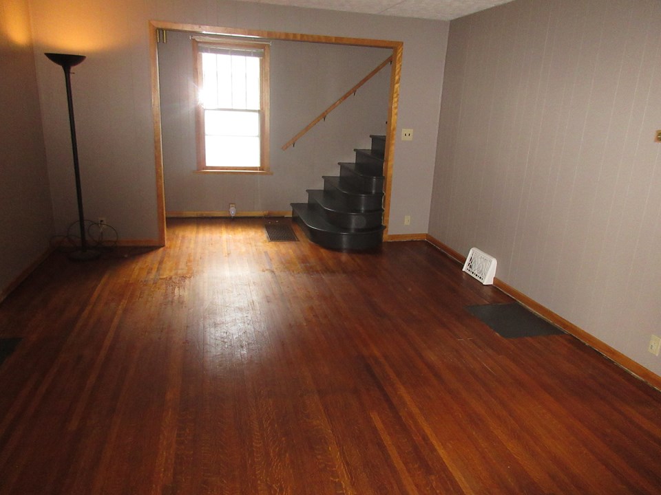 living room and front entry