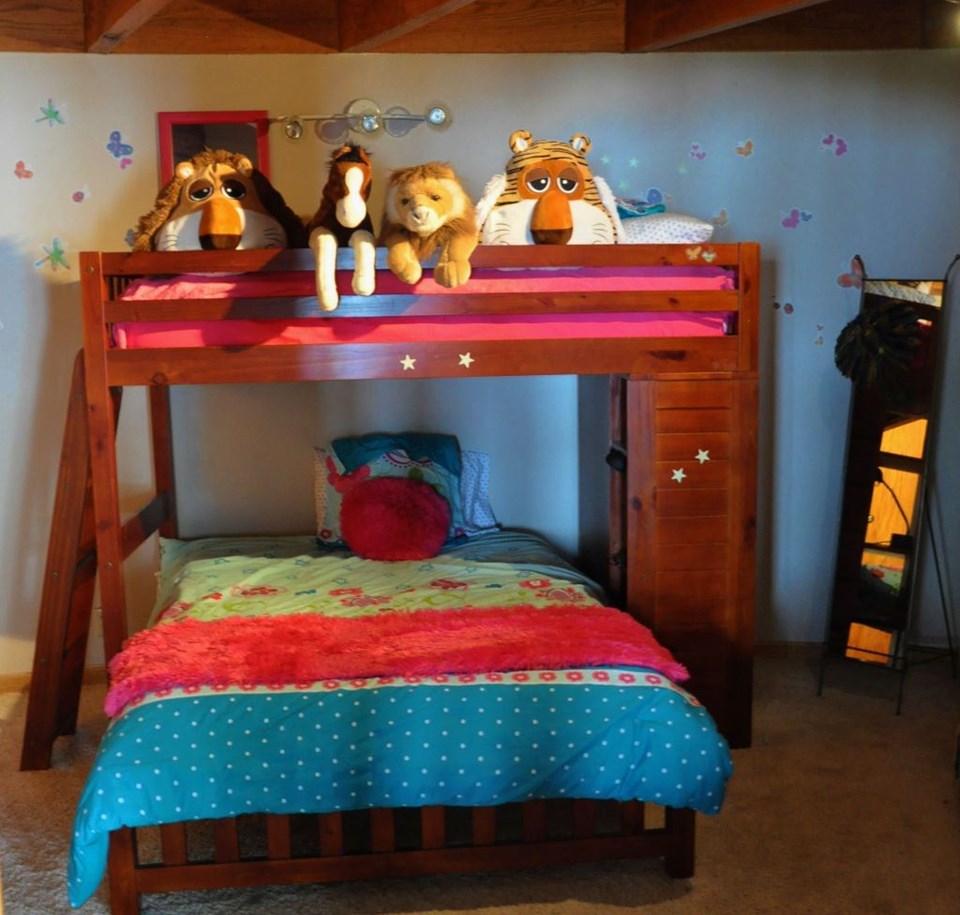 one of two basement bedrooms