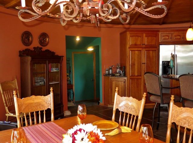 dining, kitchen, entry to the garage