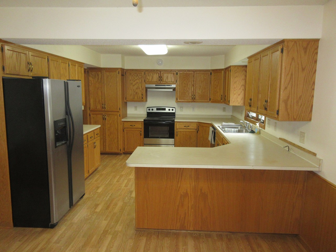 kitchen new stove, hood, dishwasher, sink