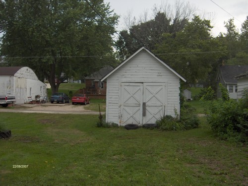 backyard with garage