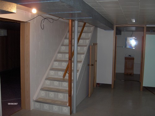 basement stairway into large area