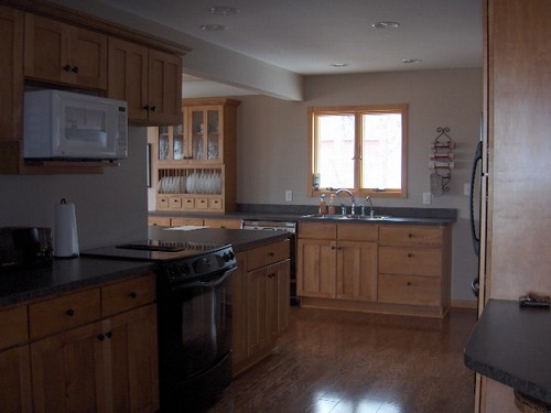 kitchen completely redone with hardwood floors.