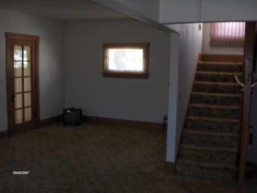 open stairway off living room