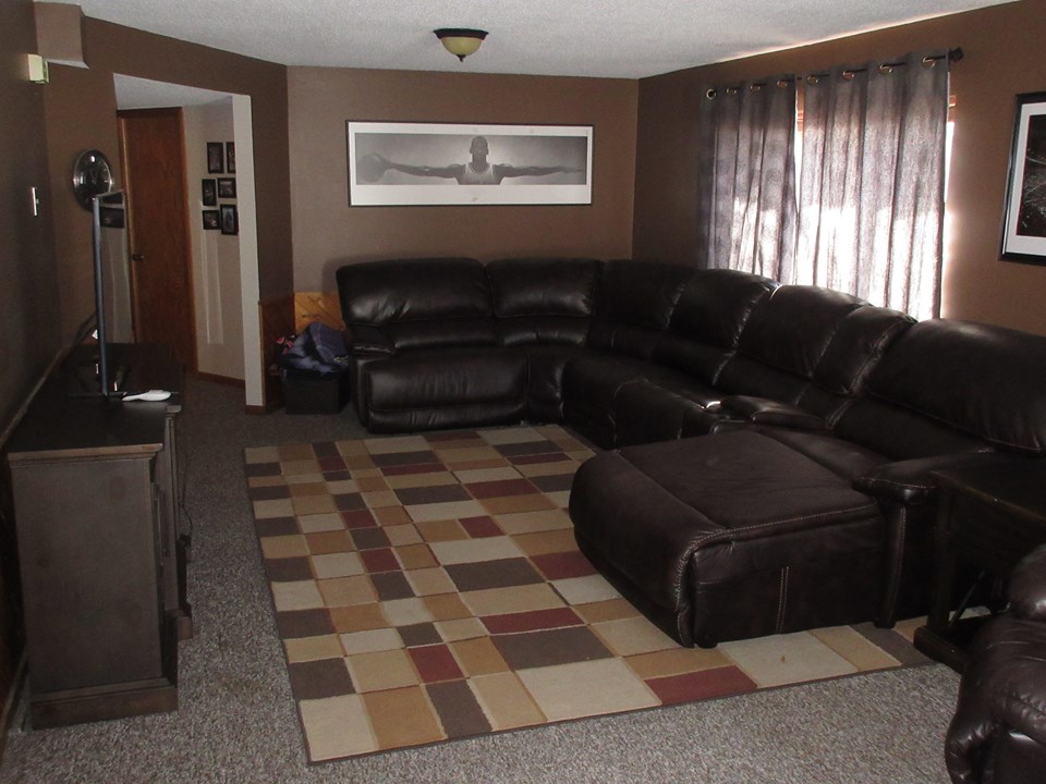 family room  walk out basement gives lots of natural light