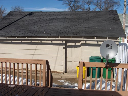 back deck to the garage.
