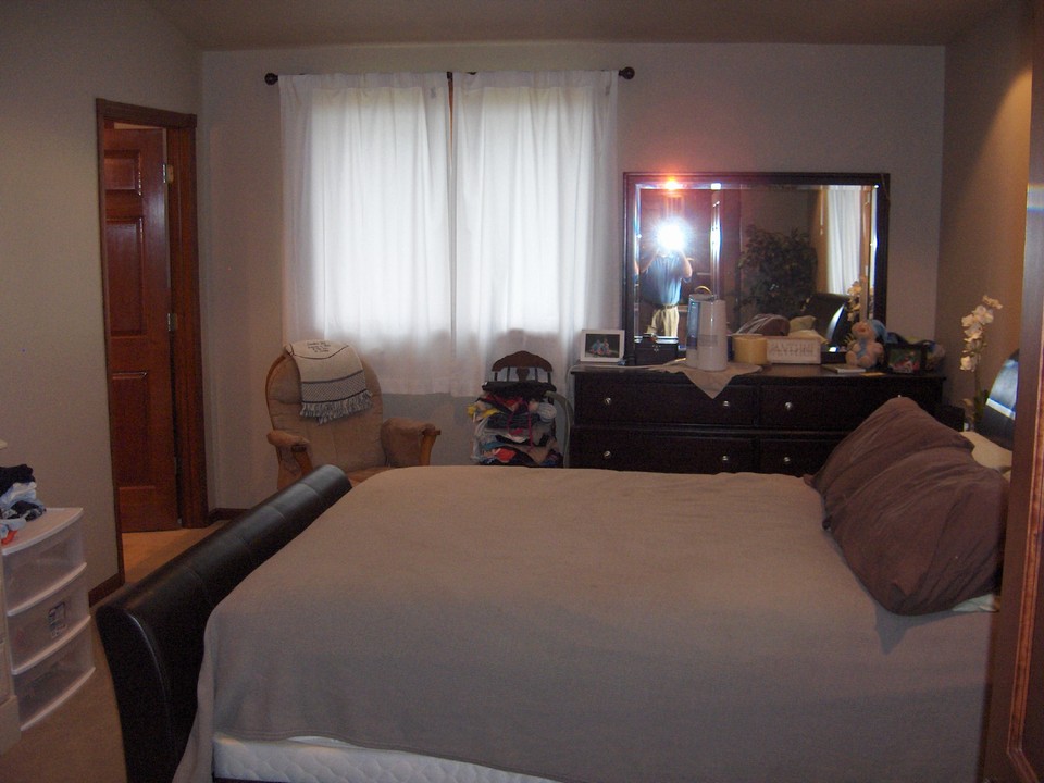 master bedroom door is to the bath with shower