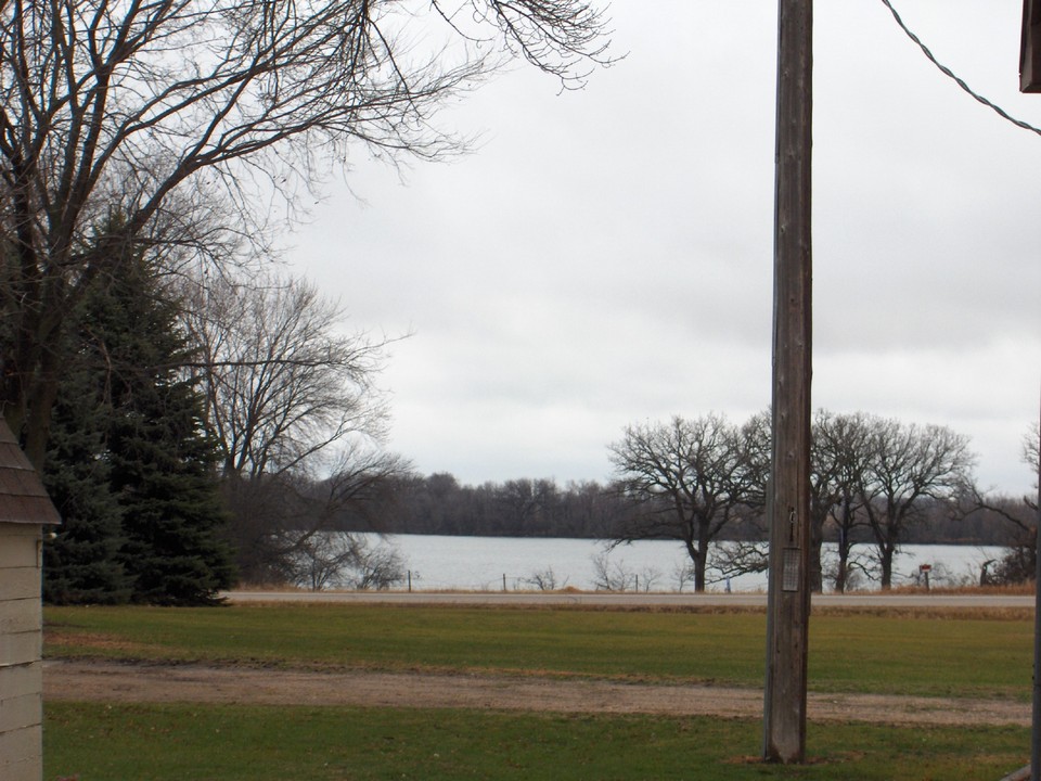 view of the lake from the deck