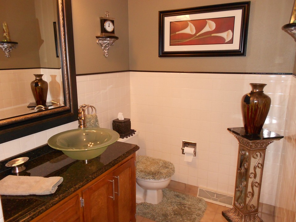 main floor bathroom has a tub and shower