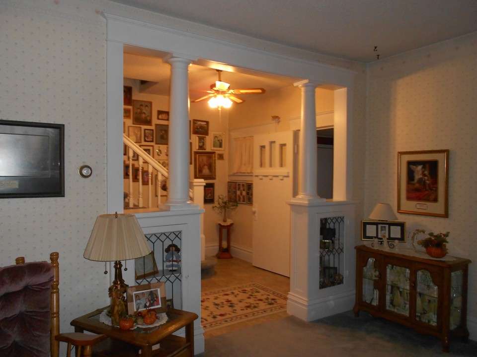 open stairway off of the living room