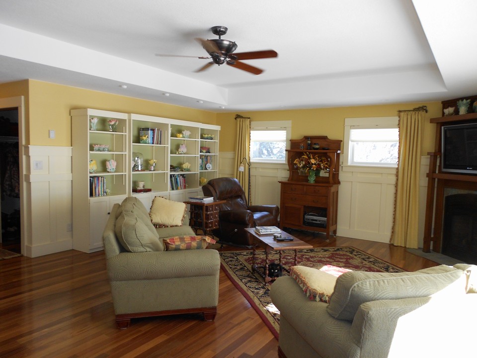 living room.  library paneling.
