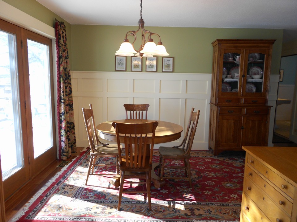 dining area with french doors to deck and lake.