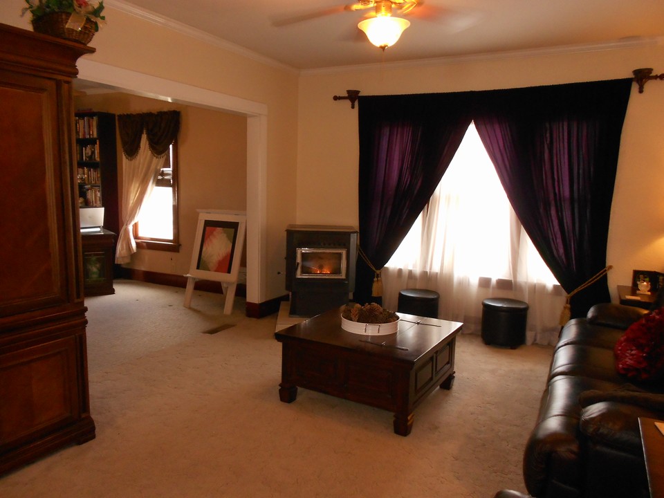 living room open to the office or library