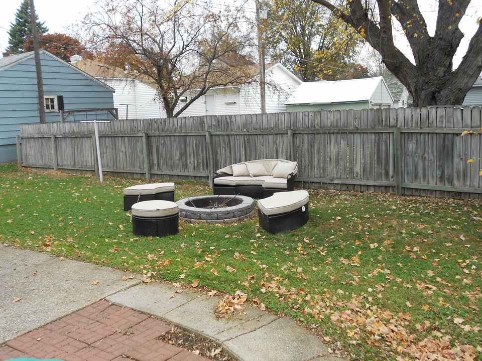 firepit and backyard