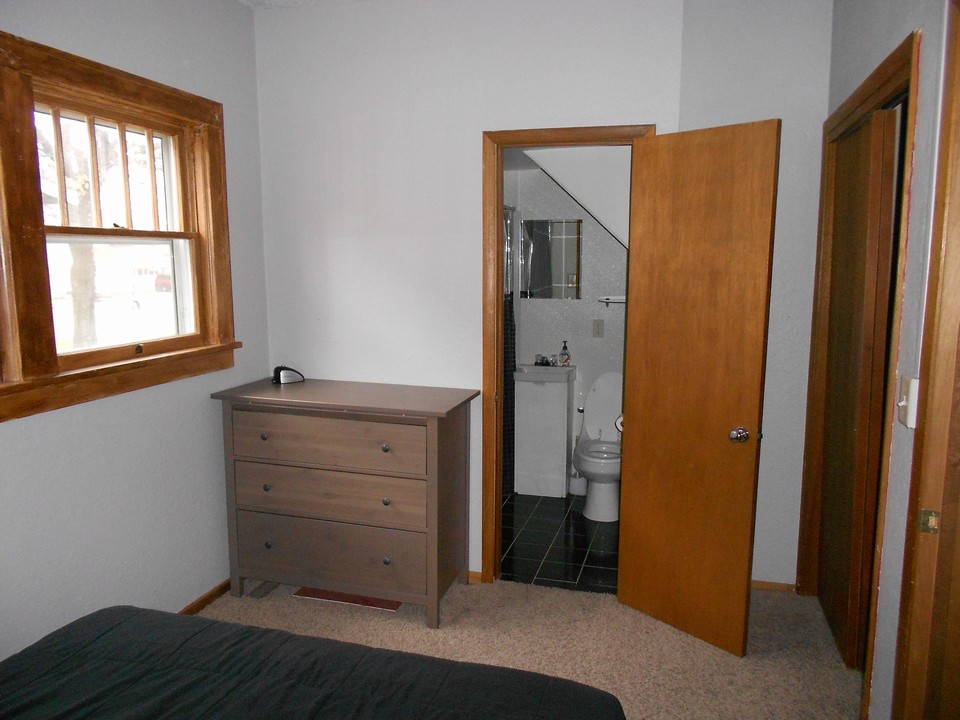 main floor bedroom and bathroom