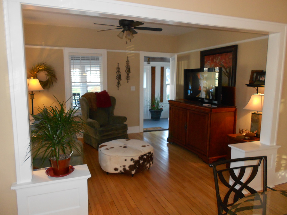 living room newly refinished hardwood floors