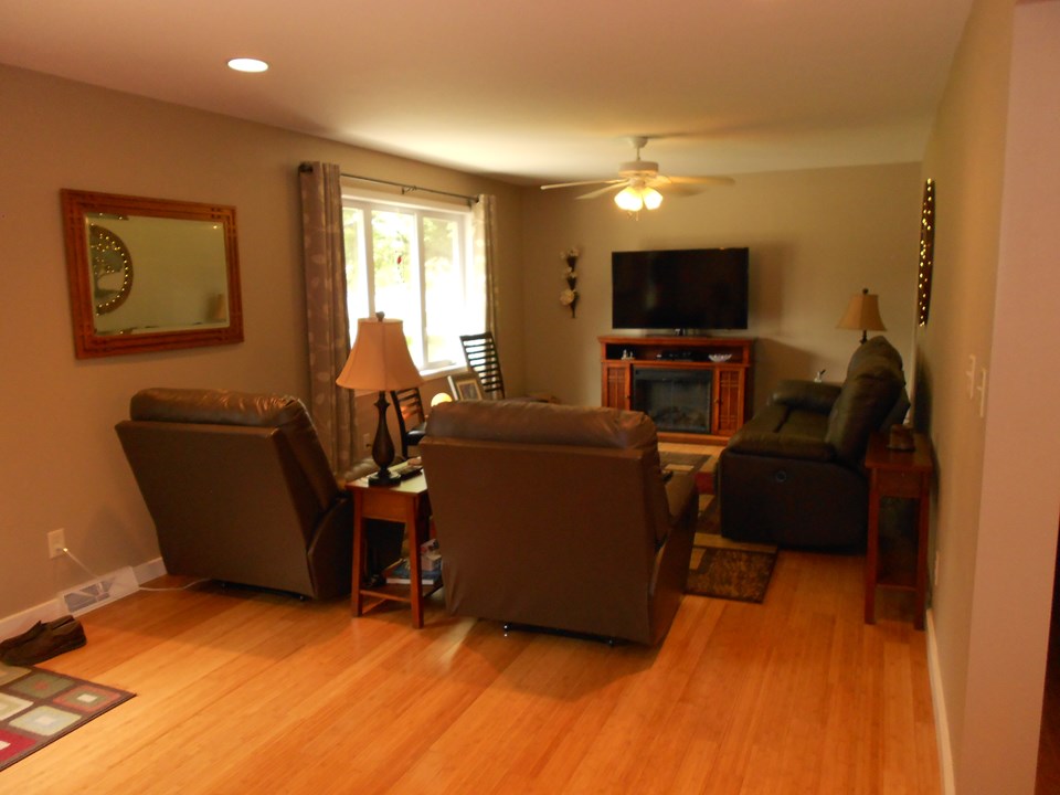 living room bamboo, hardwood floors.  nice window for natural light.