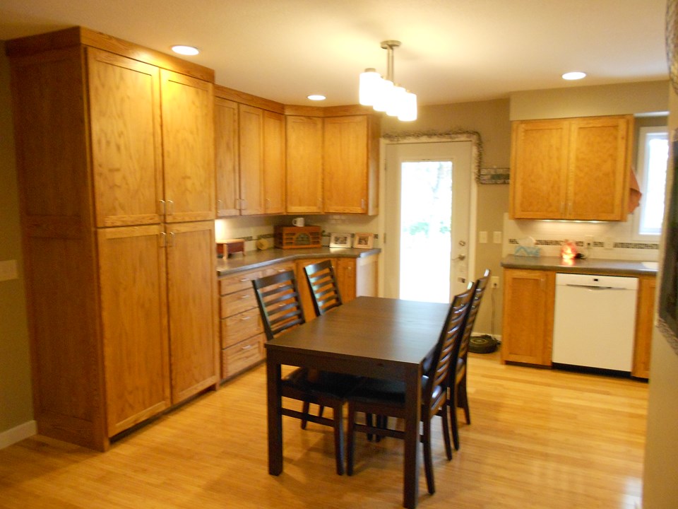 dining area lots of extra cupboards for storage.