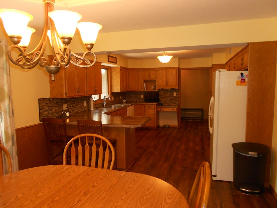 dining area and kitchen wide open.