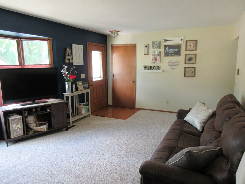 living room and front entry