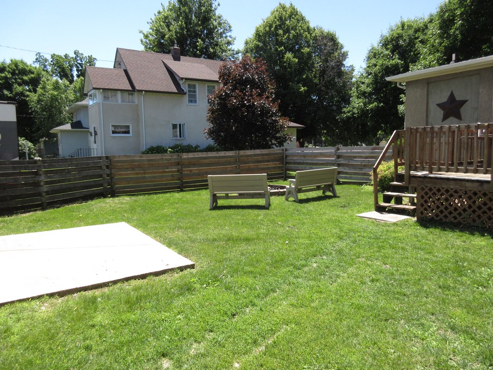 private backyard with a fence