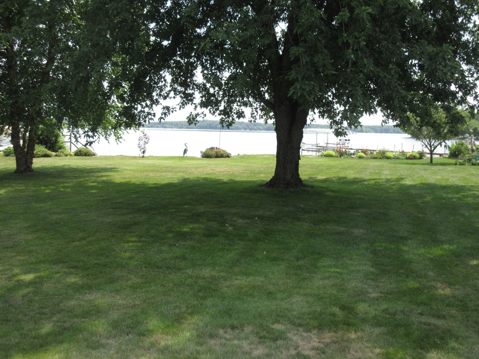 backyard very flat and great view of the lake.