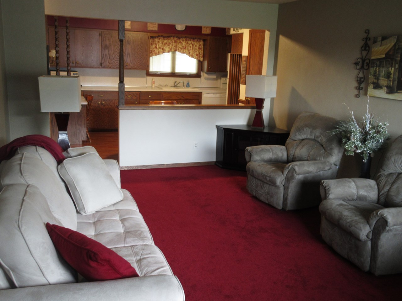living room open to the kitchen