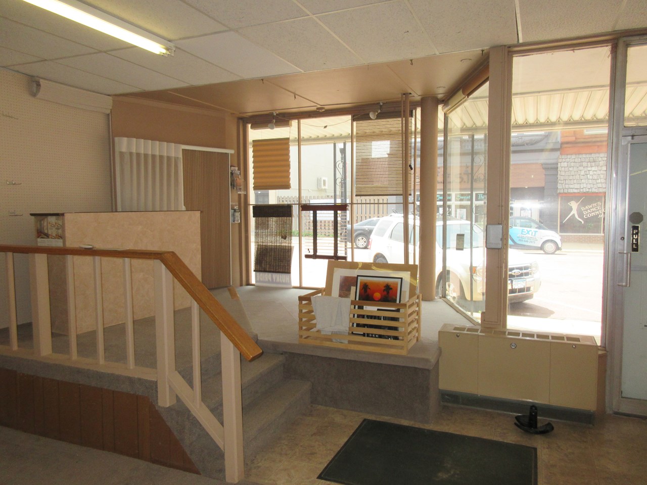 half of the staging area of the storefront