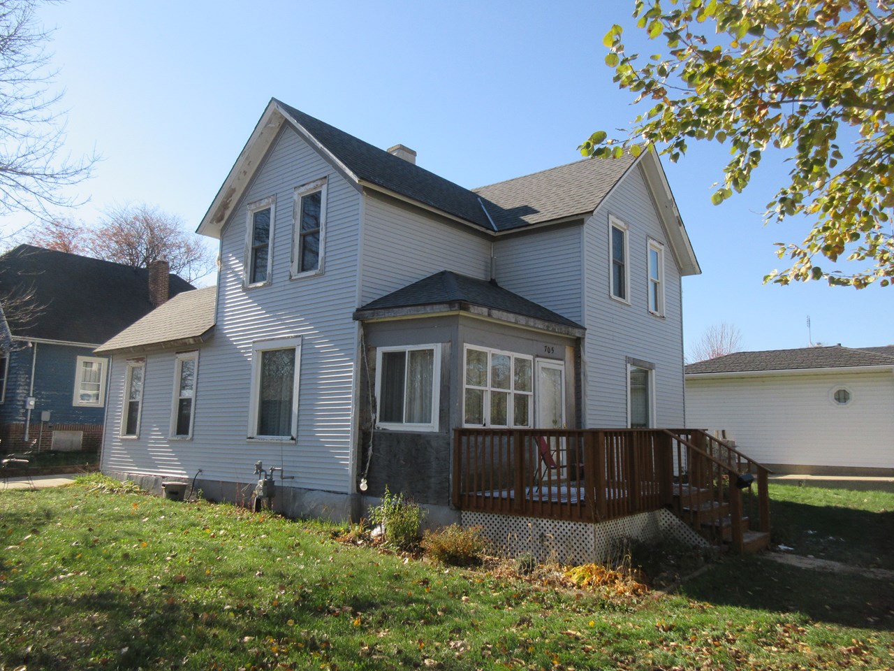 corner lot decks on both front and back.  new roof.  modern windows.