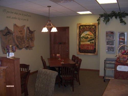 back of restaurant private area for a meeting.